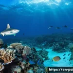 팔라우에서 만날 수 있는 바다 생물 - **A majestic underwater ballet:** Imagine a wide-angle shot of a pristine, sunlit coral reef in Pala...