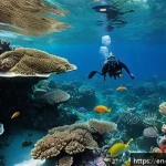 팔라우 해양 생태 보호 - A vibrant underwater scene showcasing a flourishing coral reef within a no-take marine zone in Palau...