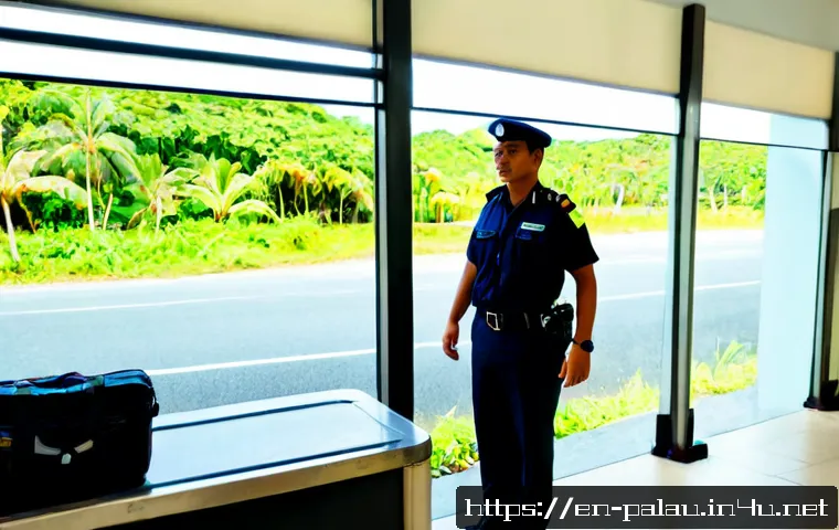 Home 17 팔라우 금지사항 및 법률 - Photorealistic travel-law concept in Palau: a respectful international visitor standing at a clean t...